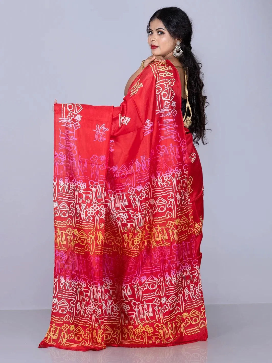 Wonderful Printed Bishnupuri Katan Silk Saree