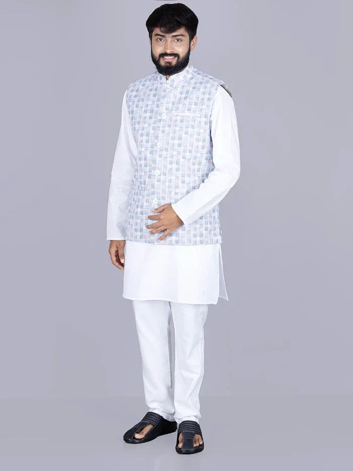 Multi Colour Printed Poly Cotton Modi Jacket - WeaversIndia