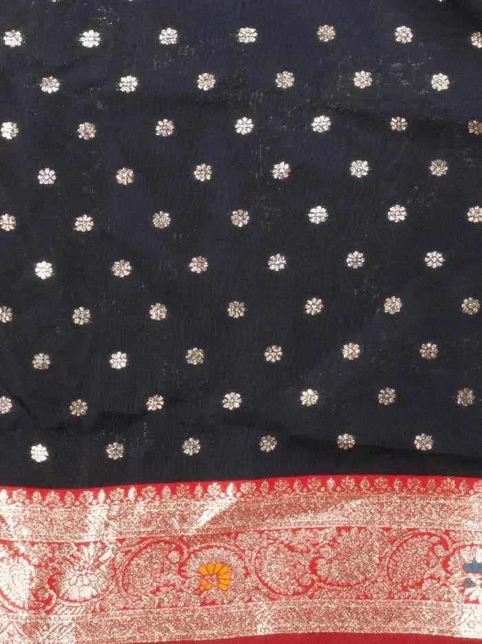 Elegant Allover Black Jal Katan Silk Saree - WeaversIndia