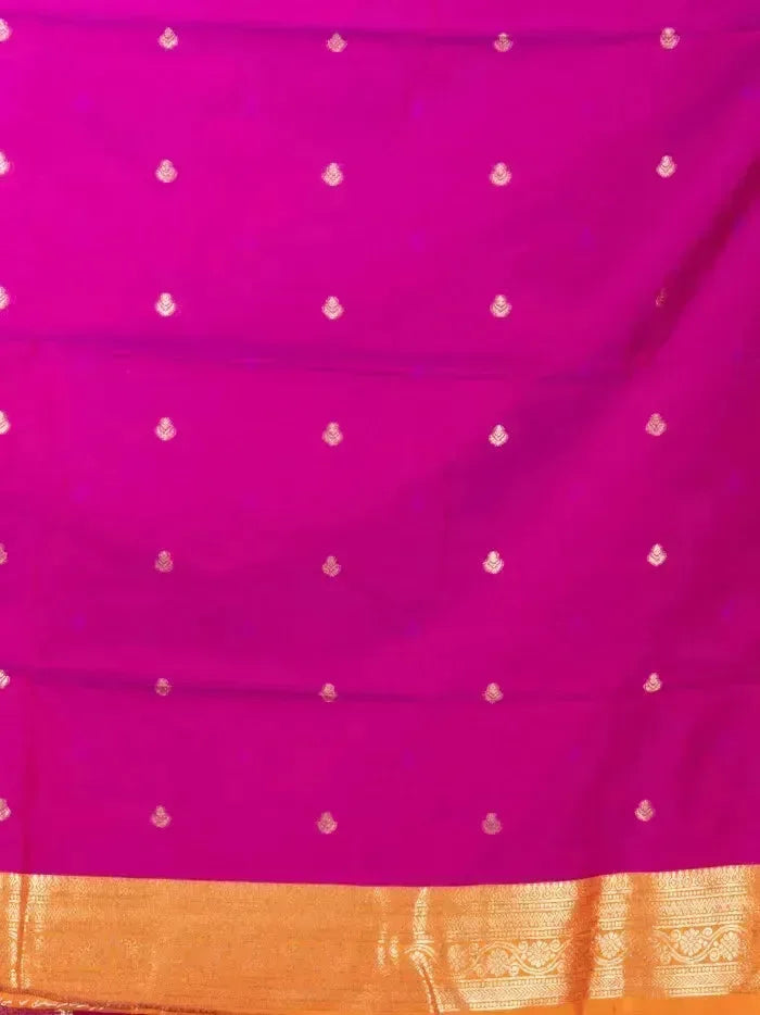 Purple Par Anchal Buti Katan Kanjivaram Silk Saree - WeaversIndia