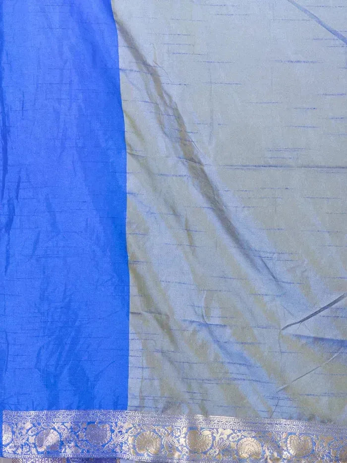 Elegant Allover Blue Green Dual Tone Katan Silk Saree - WeaversIndia