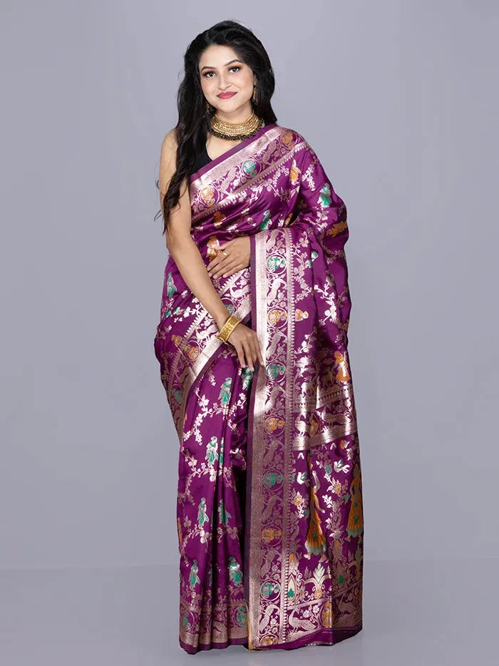 Elegant Allover Purple Jal Katan Silk Saree