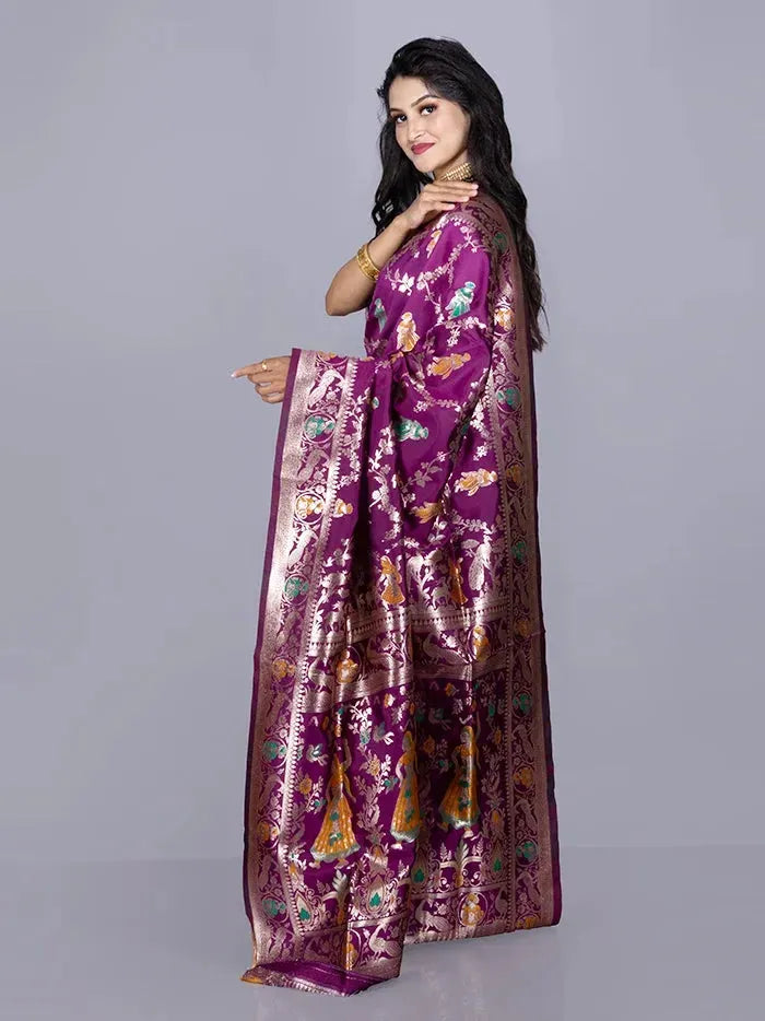 Elegant Allover Purple Jal Katan Silk Saree
