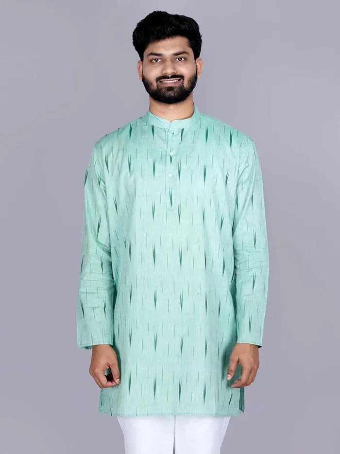 Celadon Ikkat Cotton Men Kurta