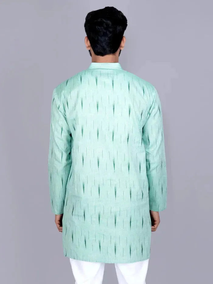 Celadon Ikkat Cotton Men Kurta