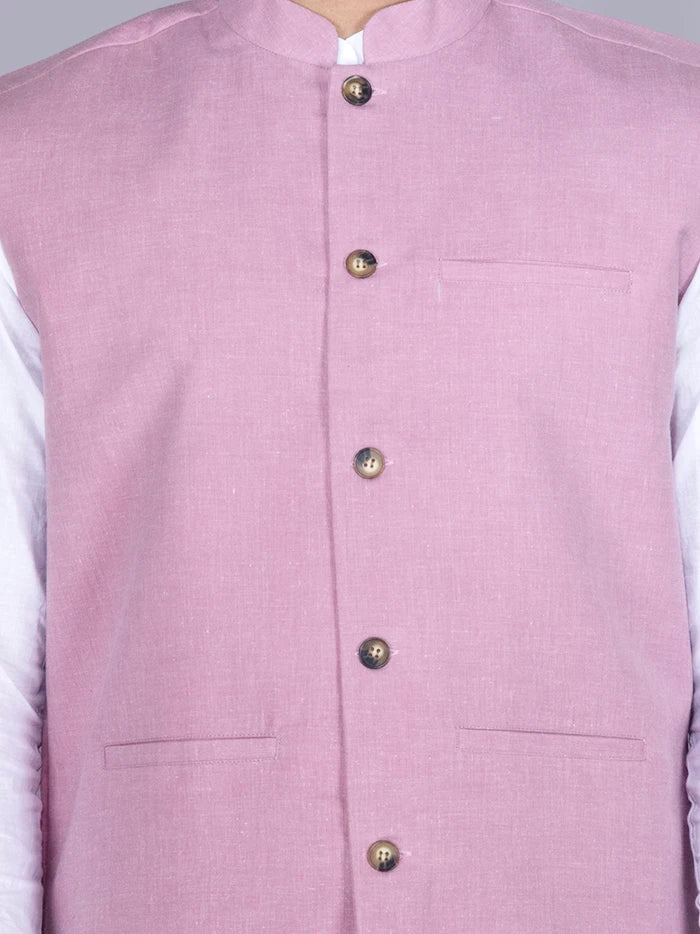 Puce Solid Poly Cotton Modi Jacket