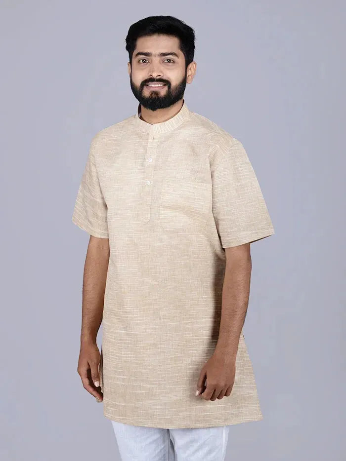 Tan Springs Handwoven Organic Cotton Men Kurta - WeaversIndia