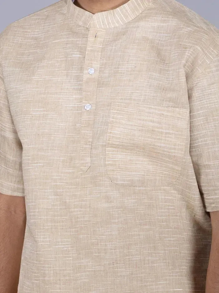 Tan Springs Handwoven Organic Cotton Men Kurta - WeaversIndia