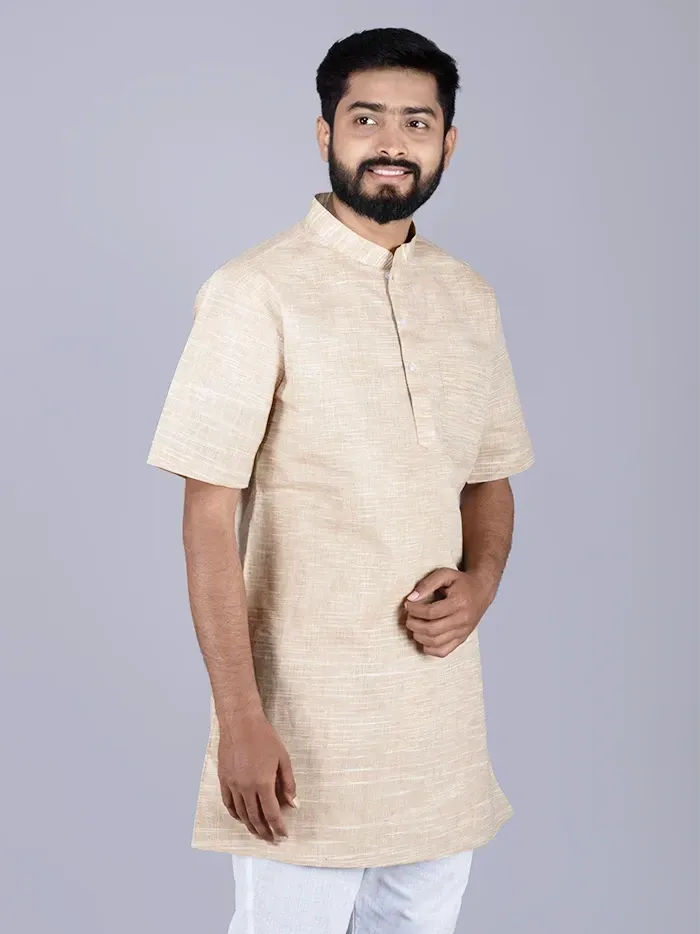 Tan Springs Handwoven Organic Cotton Men Kurta - WeaversIndia