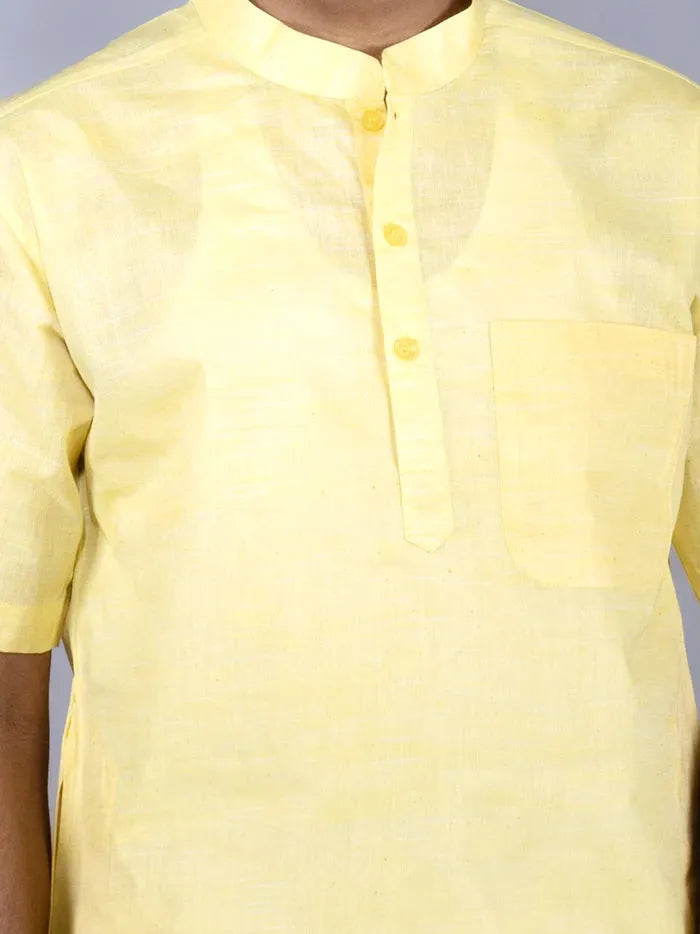 Yellow Springs Handwoven Khadi Cotton Men Kurta - WeaversIndia