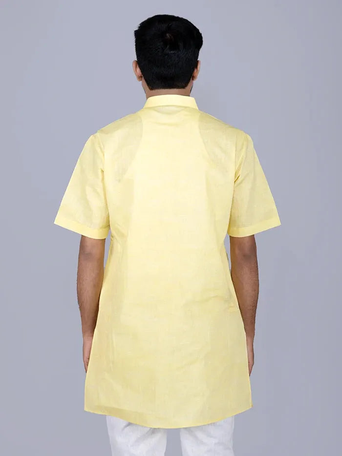 Yellow Springs Handwoven Khadi Cotton Men Kurta - WeaversIndia