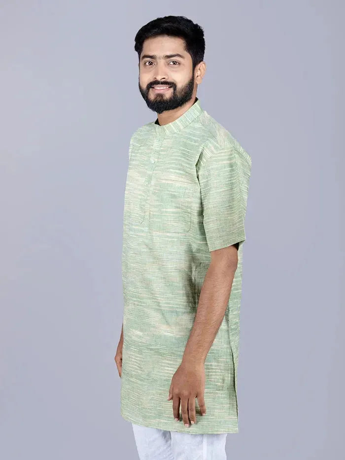 Olivine Springs Handwoven Organic Cotton Men Kurta - WeaversIndia