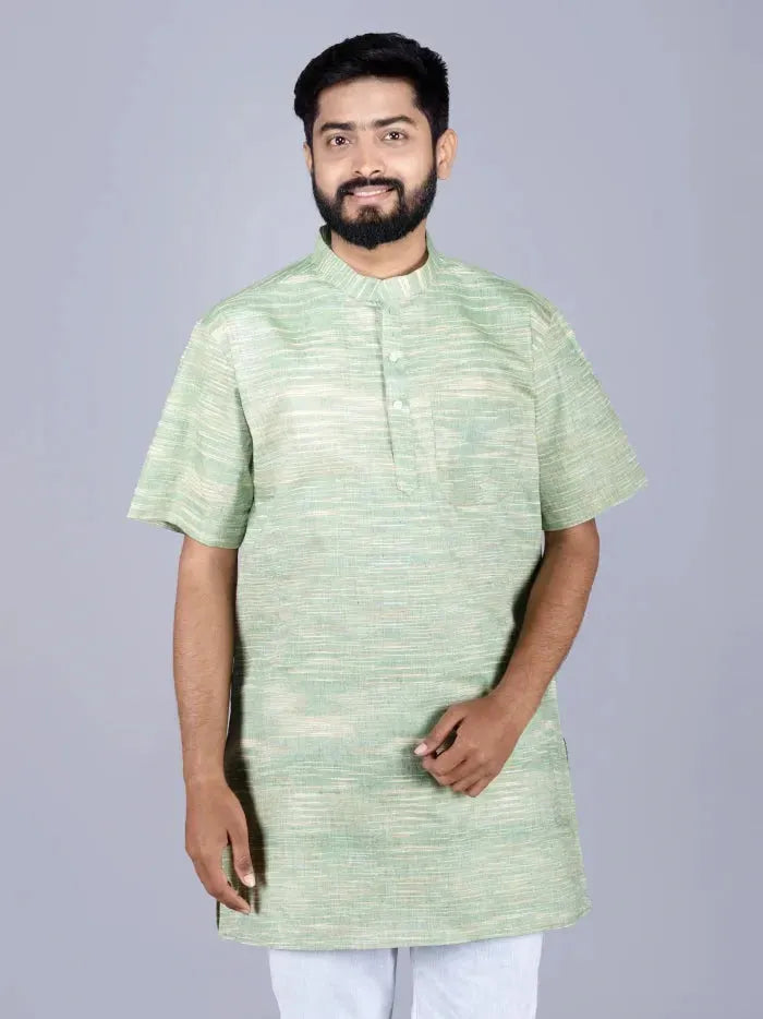 Olivine Springs Handwoven Organic Cotton Men Kurta - WeaversIndia