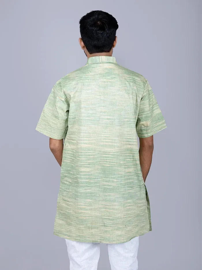 Olivine Springs Handwoven Organic Cotton Men Kurta - WeaversIndia