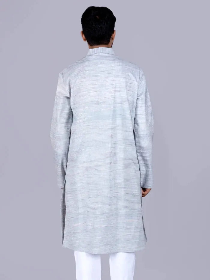 Light Blue Springs Handwoven Organic Cotton Men Kurta - WeaversIndia