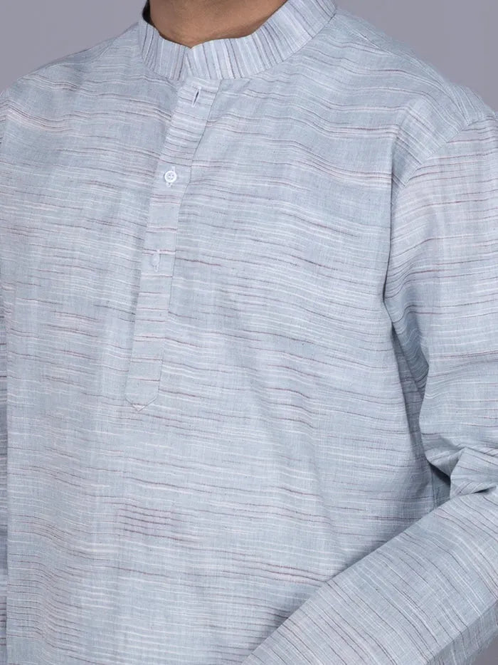 Light Blue Springs Handwoven Organic Cotton Men Kurta - WeaversIndia