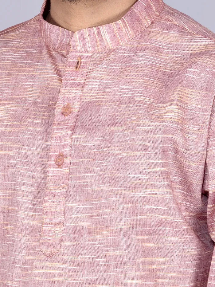Brown Springs Handwoven Organic Cotton Men Kurta - WeaversIndia