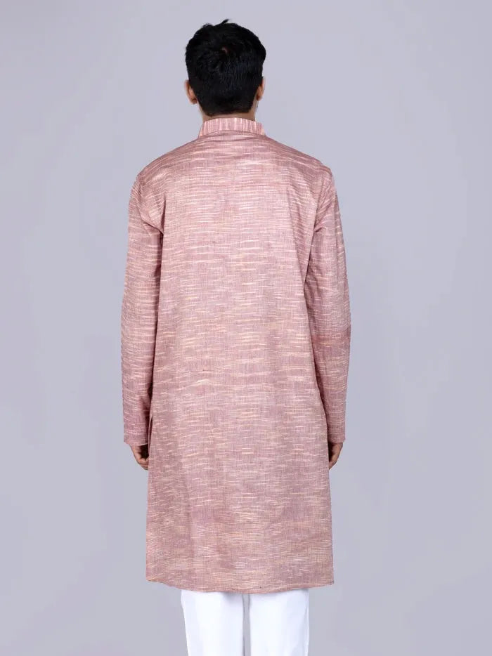 Brown Springs Handwoven Organic Cotton Men Kurta - WeaversIndia