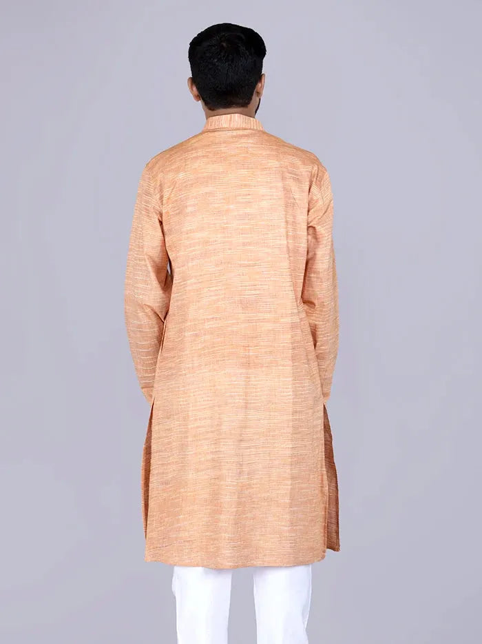 Light Brown Springs Handwoven Organic Cotton Men Kurta - WeaversIndia