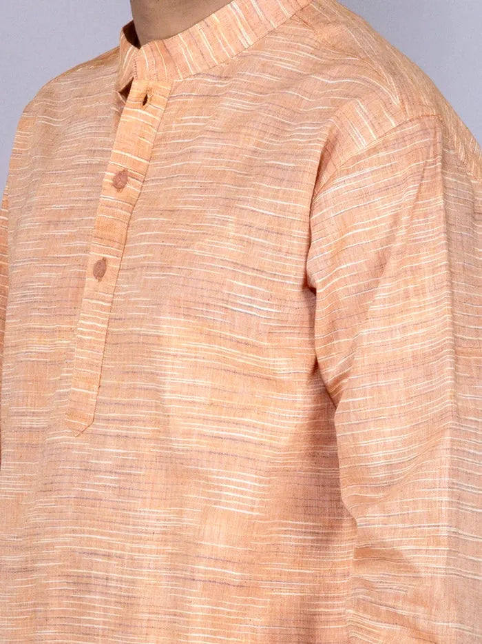 Light Brown Springs Handwoven Organic Cotton Men Kurta - WeaversIndia