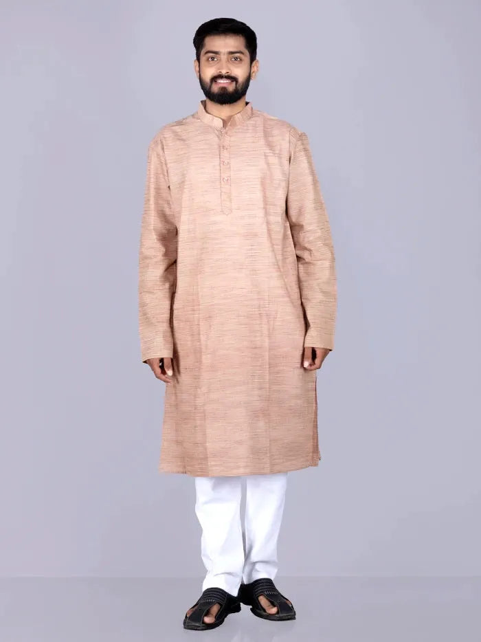 Brown sugar Springs Handwoven khadi Cotton Men Kurta - WeaversIndia