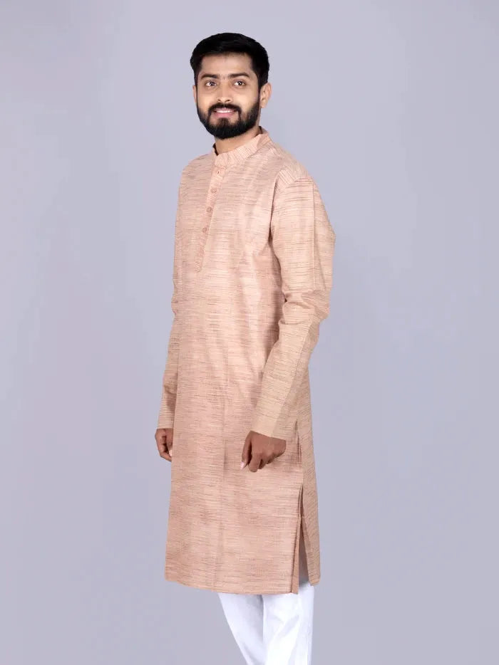 Brown sugar Springs Handwoven khadi Cotton Men Kurta - WeaversIndia