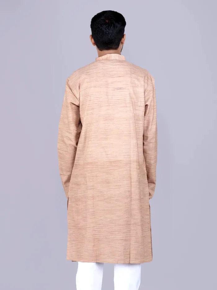Brown sugar Springs Handwoven khadi Cotton Men Kurta - WeaversIndia