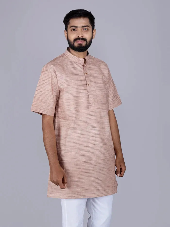 Brown Springs Handwoven Organic Cotton Men Kurta - WeaversIndia