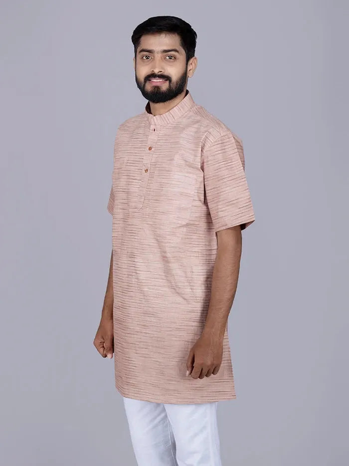Brown Springs Handwoven Organic Cotton Men Kurta - WeaversIndia