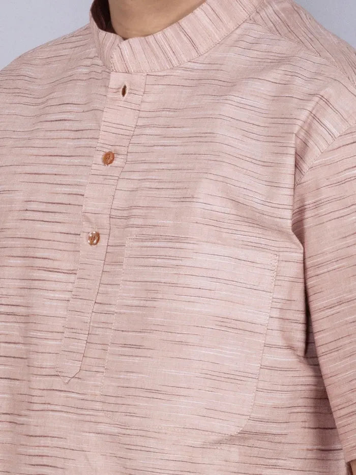 Brown Springs Handwoven Organic Cotton Men Kurta - WeaversIndia