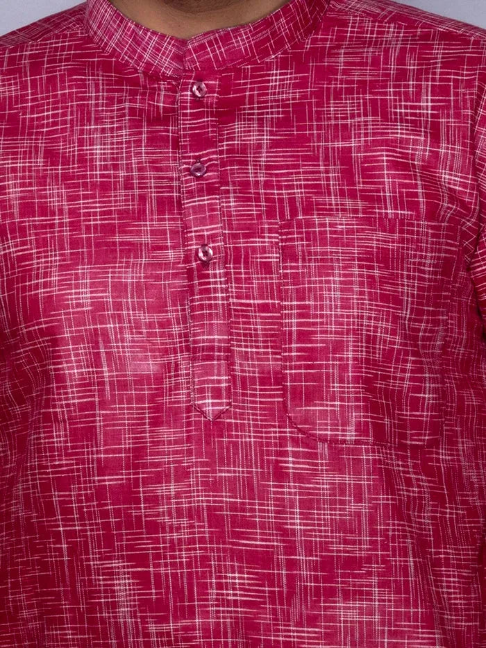 Maroon Springs Handwoven Organic Cotton Men Kurta - WeaversIndia