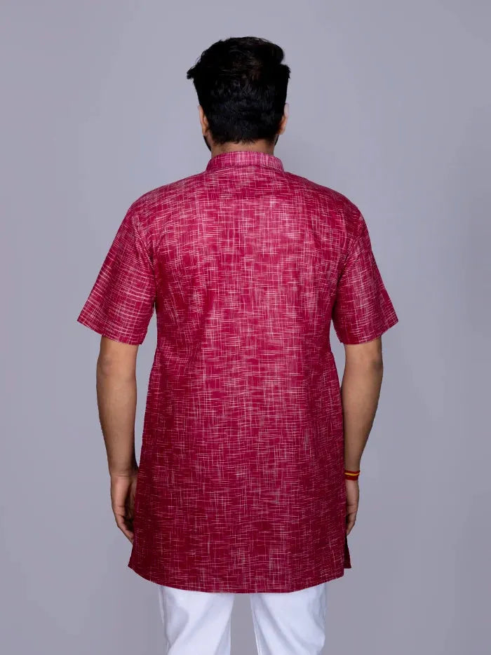 Maroon Springs Handwoven Organic Cotton Men Kurta - WeaversIndia