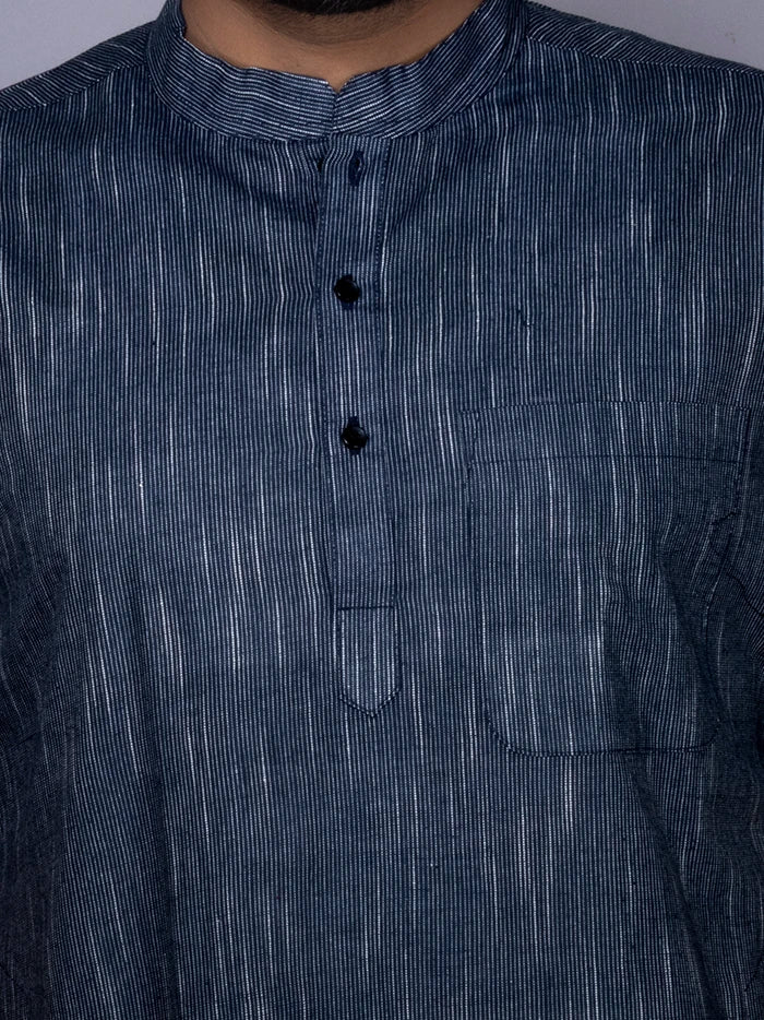 Black Handwoven Organic Cotton Men Kurta