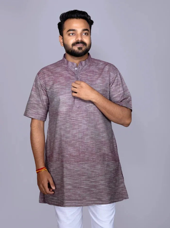 Multi Colour Springs Handwoven Cotton Men Kurta - WeaversIndia