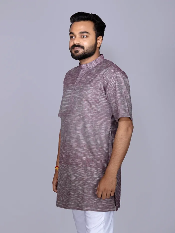 Multi Colour Springs Handwoven Cotton Men Kurta - WeaversIndia