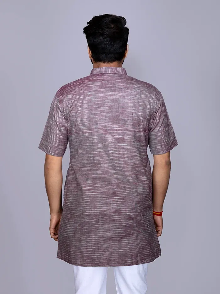 Multi Colour Springs Handwoven Cotton Men Kurta - WeaversIndia