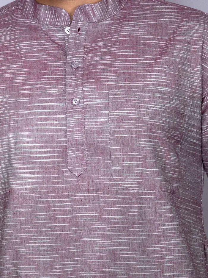 Multi Colour Springs Handwoven Cotton Men Kurta - WeaversIndia