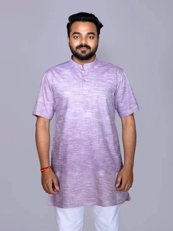 Lavender Springs Handwoven Cotton Men Kurta - WeaversIndia