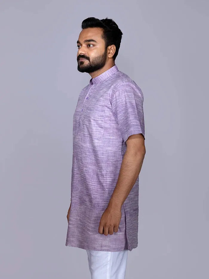Lavender Springs Handwoven Cotton Men Kurta - WeaversIndia