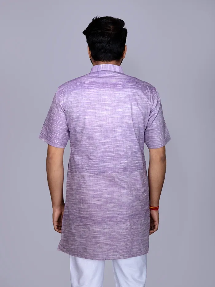 Lavender Springs Handwoven Cotton Men Kurta - WeaversIndia