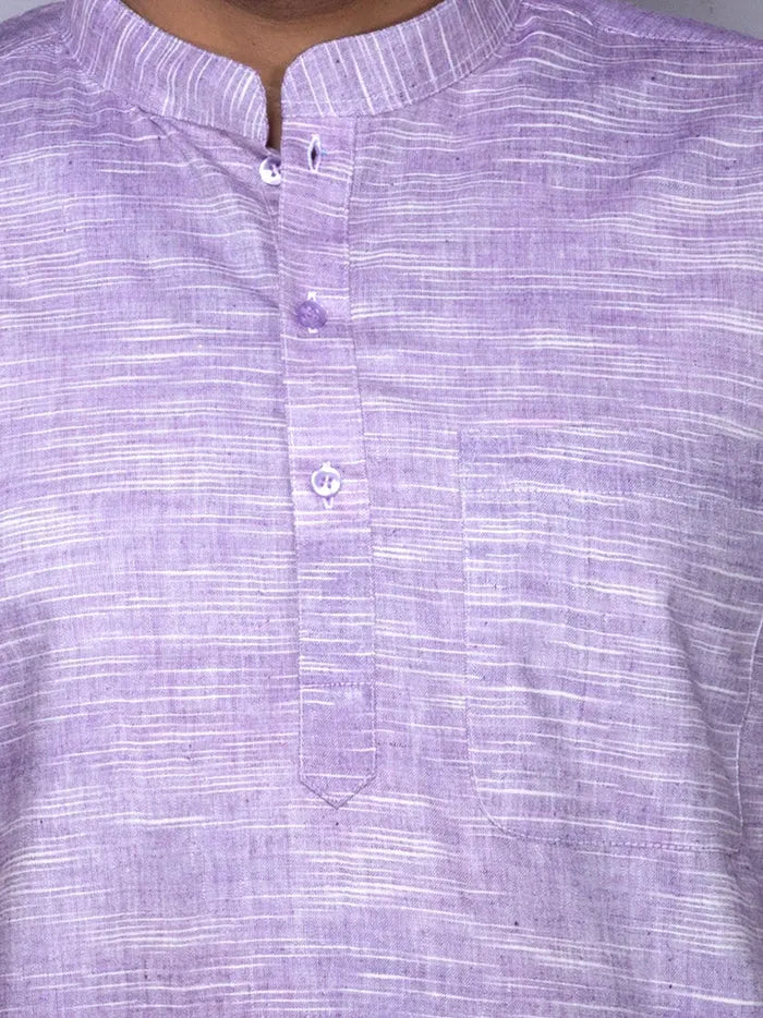 Lavender Springs Handwoven Cotton Men Kurta - WeaversIndia