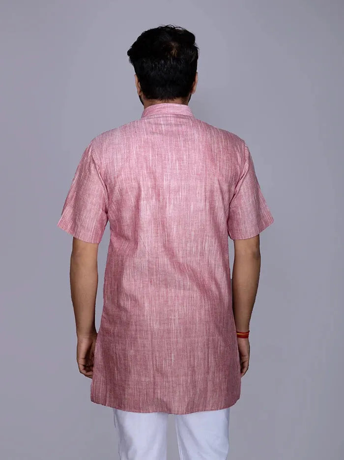 Maroon White Springs Handwoven Cotton Men Kurta