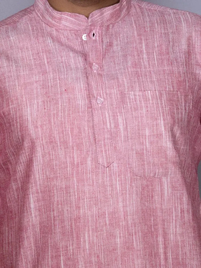 Maroon White Springs Handwoven Cotton Men Kurta
