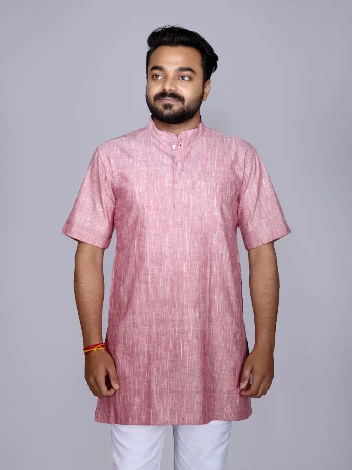 Maroon White Springs Handwoven Cotton Men Kurta