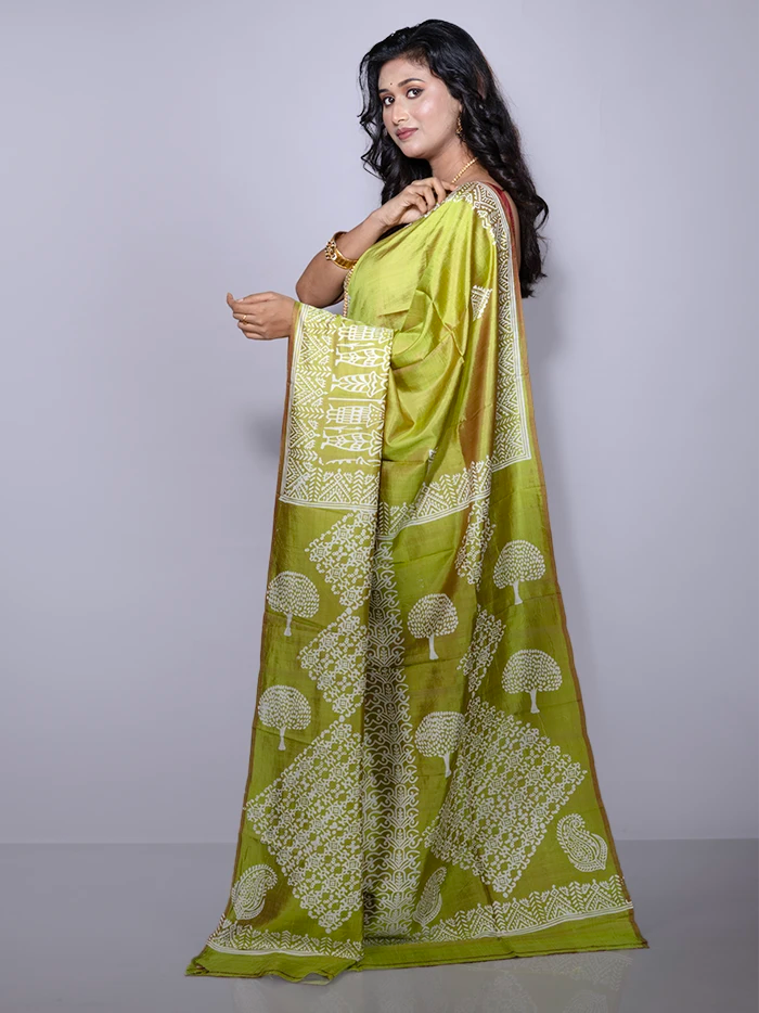 Par Anchal Printed Bishnupuri Katan Silk Saree
