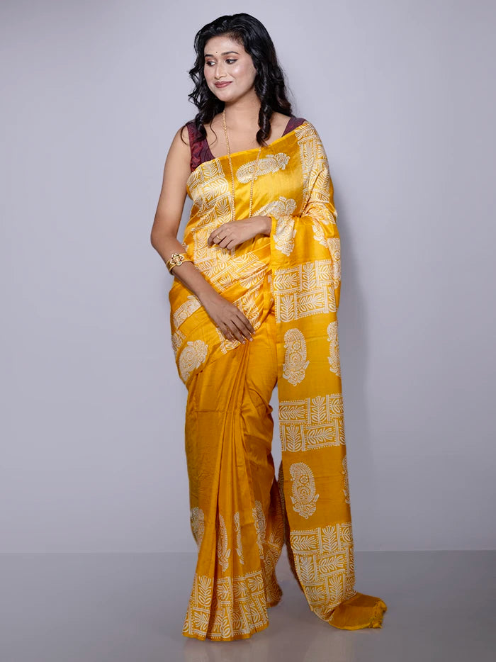 Par Anchal Printed Bishnupuri Katan Silk Saree