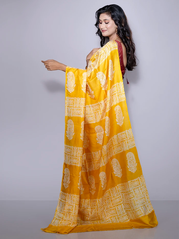 Par Anchal Printed Bishnupuri Katan Silk Saree