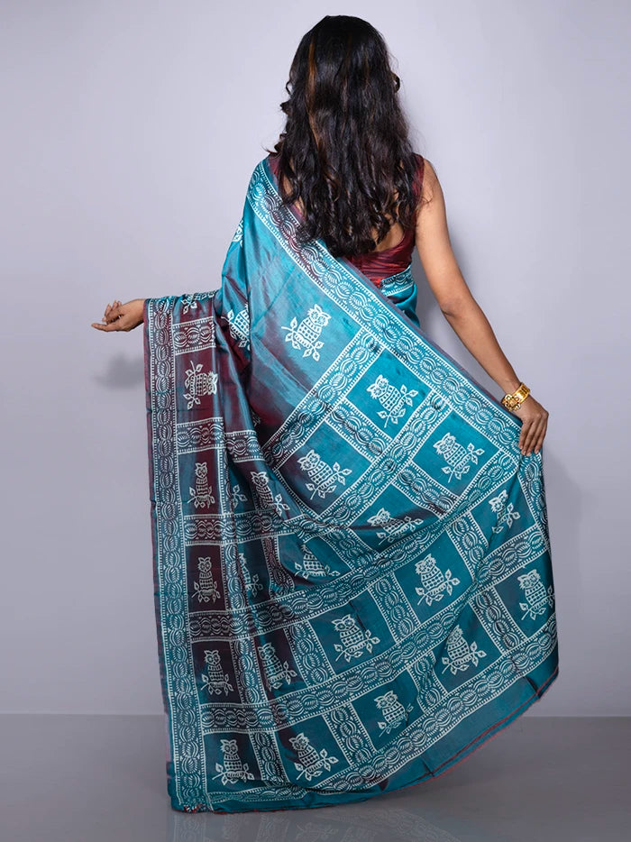 Par Anchal Printed Bishnupuri Katan Silk Saree