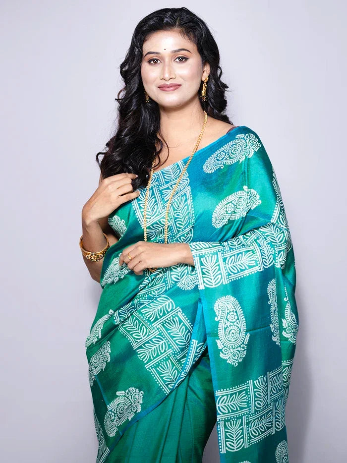 Par Anchal Printed Bishnupuri Katan Silk Saree