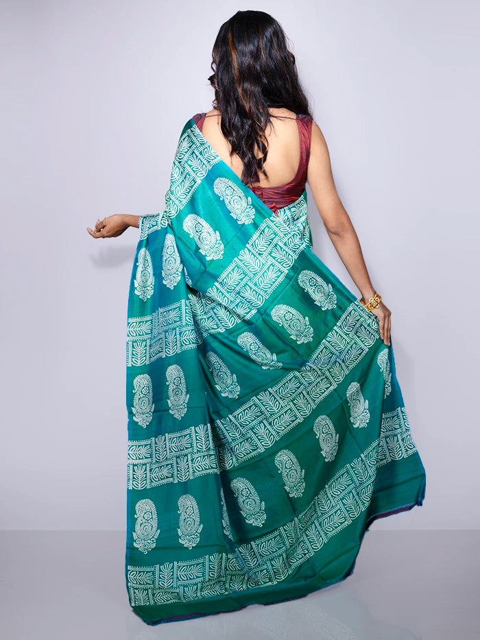 Par Anchal Printed Bishnupuri Katan Silk Saree